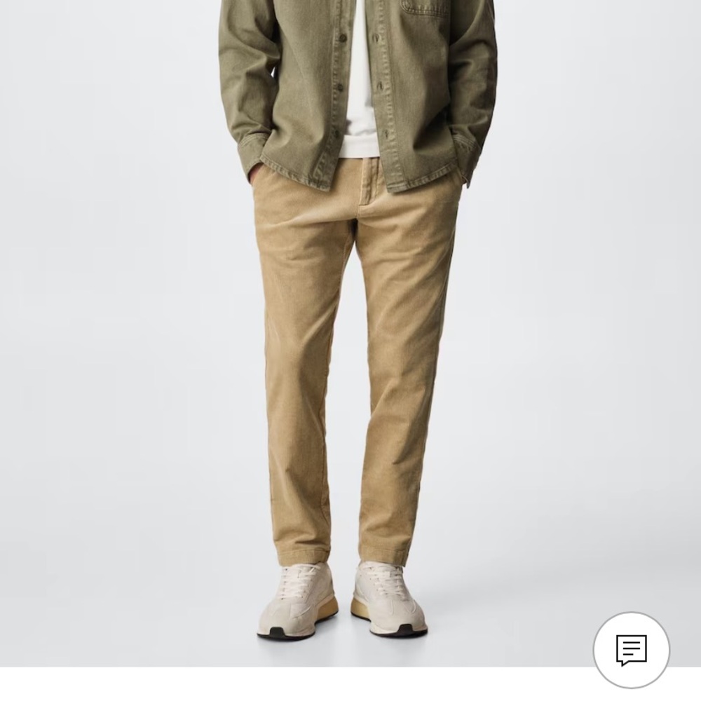 Tan tpered cropped corduroy pants